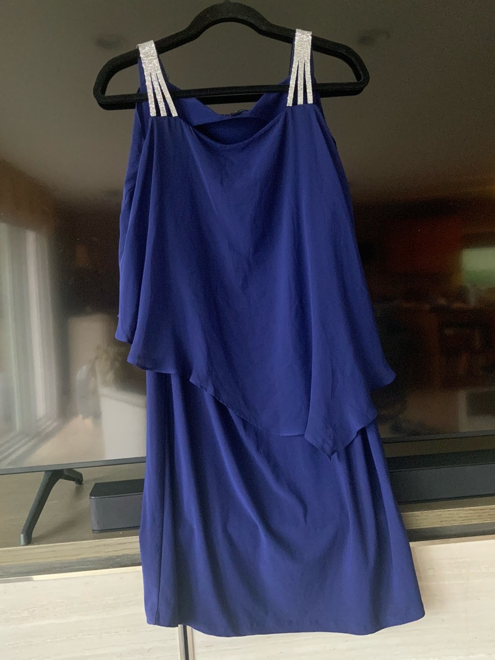 MSK Navy Chiffon Layered Dress Size Medium